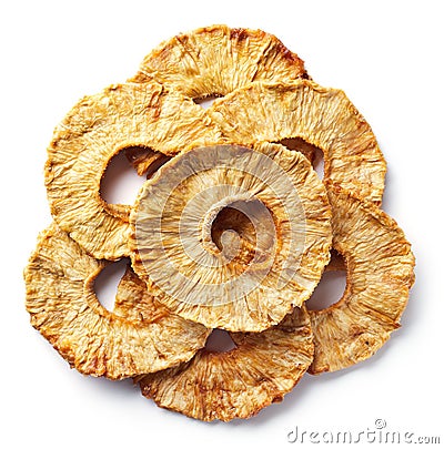 Heap of freeze dried pineapple slices Stock Photo