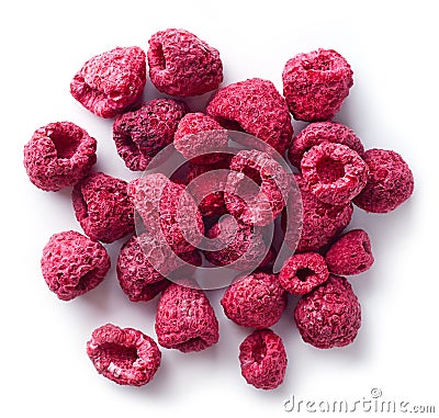 Heap of freeze dried raspberries Stock Photo