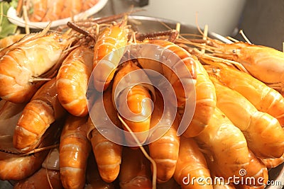 Heap of fresh catched shrimps prawn Stock Photo