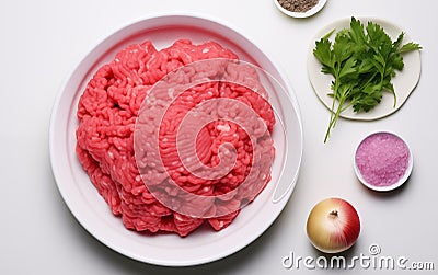 Fresh minced meat ready for cooking Isolated on White background Stock Photo