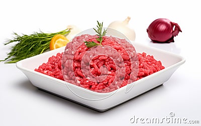 Fresh minced meat ready for cooking Isolated on White background Stock Photo