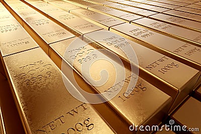 Heap of gold bar close up for finance and money market Stock Photo
