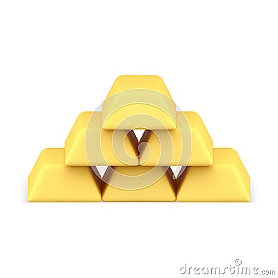 Heap golden bullion treasure richness currency investment savings 3d icon realistic vector Vector Illustration