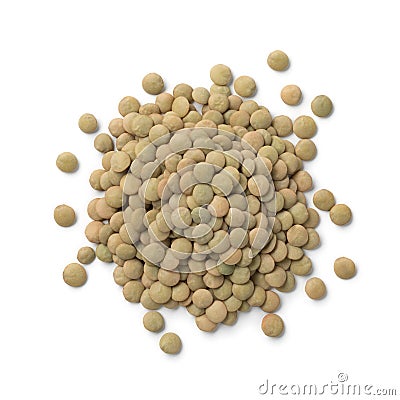 Heap of green raw lentils Stock Photo