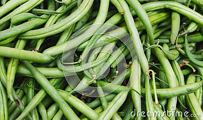 A heap of green runner beans Stock Photo