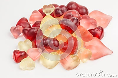 Heap of gummy candy hearts Stock Photo