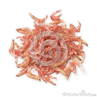 Heap of Japanese Sakura-ebi, dried small pink shrimps Stock Photo