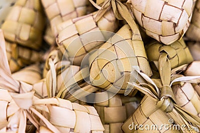 Heap of ketupat, rice dumpling popular Hari Raya festive delicacy Stock Photo