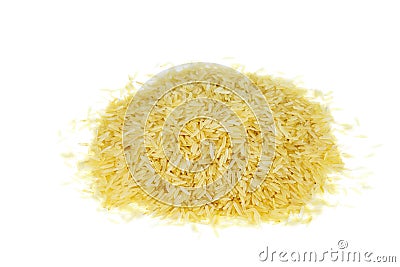 Heap of long parboiled rice isolated on white Stock Photo