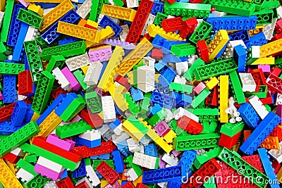 Heap Messy Toy Multicolor Lego Building Bricks Stock Photo