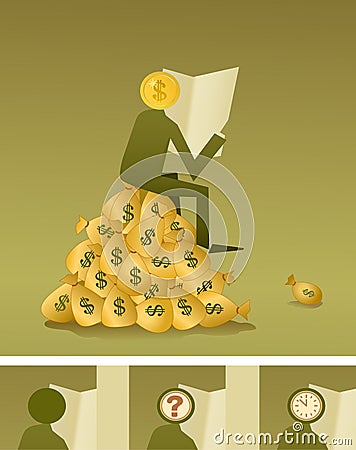 On heap of money Vector Illustration