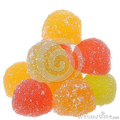 Heap sugar multicolored candy isolated Stock Photo