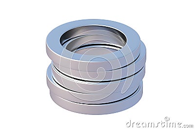 Heap of neodymium magnets isolated on white background Stock Photo