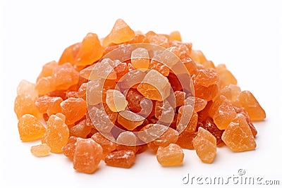 Heap of orange, amber colored raw dried gum arabic pieces Stock Photo