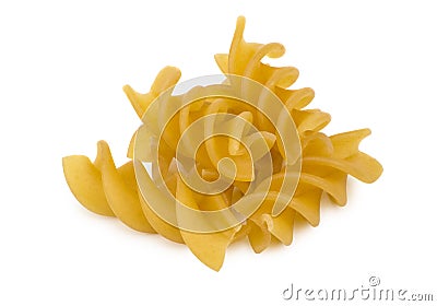 Heap pasta fusilli isolated on white Stock Photo