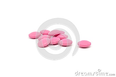 Heap pills tablet isolated on white background Stock Photo