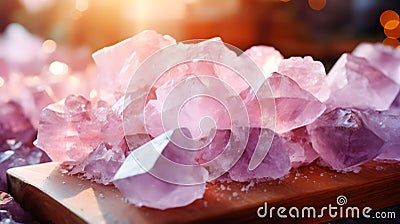 Heap of pink Himalaya salt crystals Stock Photo