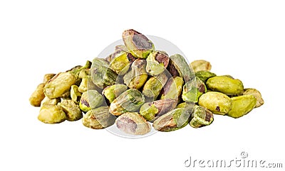 A heap of pistachio nuts isolated on white Stock Photo