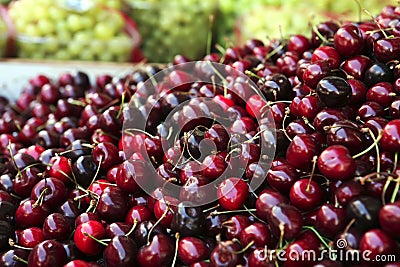 Heap of red cherry Stock Photo