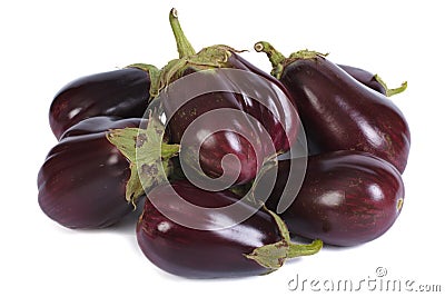 Heap ripe eggplant isolated on white Stock Photo