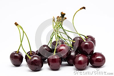 Heap of ripe sweet cherry isolated on a white Stock Photo