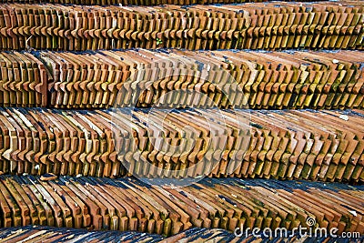 Heap of roofing tiles Stock Photo