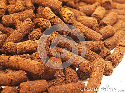 Heap of sea buckthorn meal. macro Stock Photo