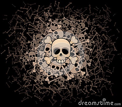 Heap of skulls and bones Vector Illustration