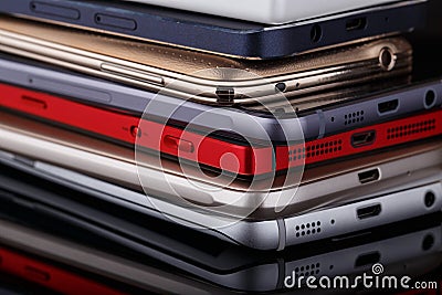 Heap of smartphones Stock Photo