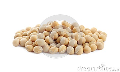 Heap of soya beans isolated on white Stock Photo