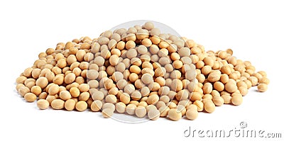 Heap of soya beans isolated on white Stock Photo