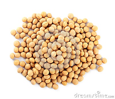 Heap of soya beans isolated on white, top view Stock Photo