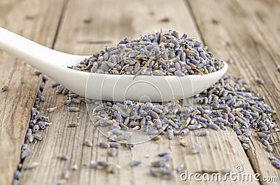 Heap spoon of dried lavender Stock Photo