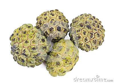 Heap of Sweet And Healthy Fruit Custard Apple on White Background Stock Photo