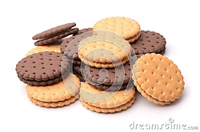 Heap of various sandwich biscuits Stock Photo