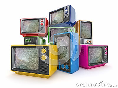 Heap of vintage tv. End of television Stock Photo