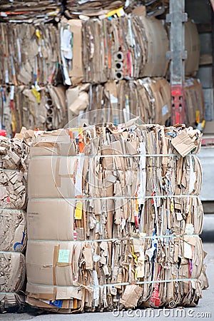 Heap of waste paper with strapping wire ties Stock Photo