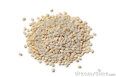 Heap of white lentils Stock Photo