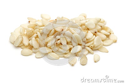 Heap of white sesame seeds Stock Photo