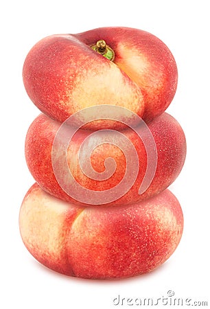 Heap of whole flat nectarines isolated on white background. As design element. Stock Photo