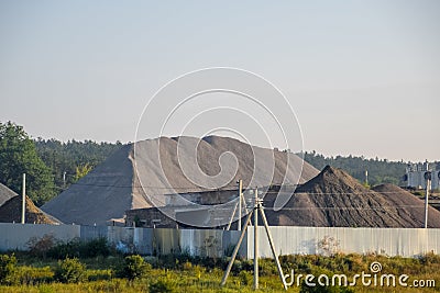 Heaps of rubble and gravel for production of concrete and reinforced concrete structures Stock Photo