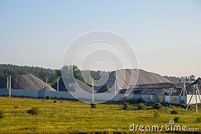 Heaps of rubble and gravel for production of concrete and reinforced concrete structures Stock Photo