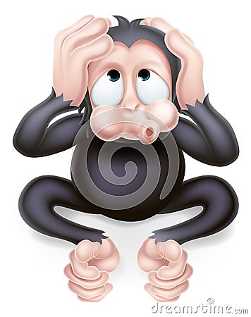 Hear no Evil Monkey Vector Illustration