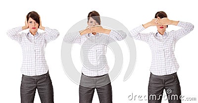 Hear no See no Speak no evil. Stock Photo