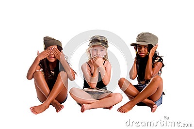 Hear No See No Speak No Evil Stock Photo