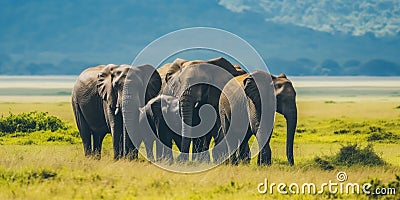 Heard of Elephants - World Wildlife Day Illustration to celebrate and raise awareness Stock Photo