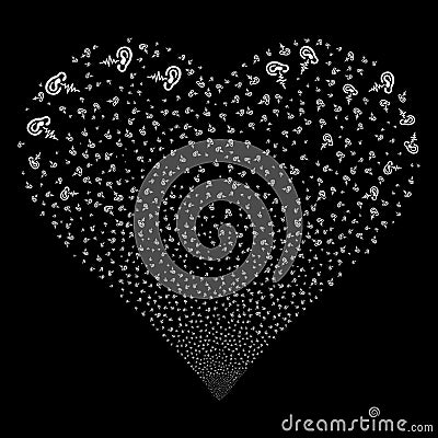 Hearing Fireworks Heart Cartoon Illustration