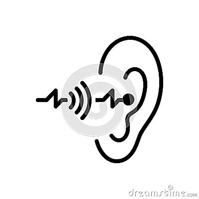 Black solid icon for Hearing, sense and listen Vector Illustration