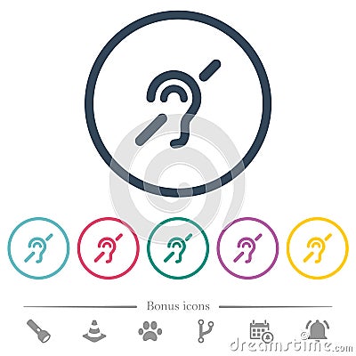 Hearing impaired flat color icons in round outlines Stock Photo