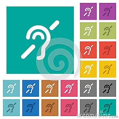 Hearing impaired square flat multi colored icons Stock Photo